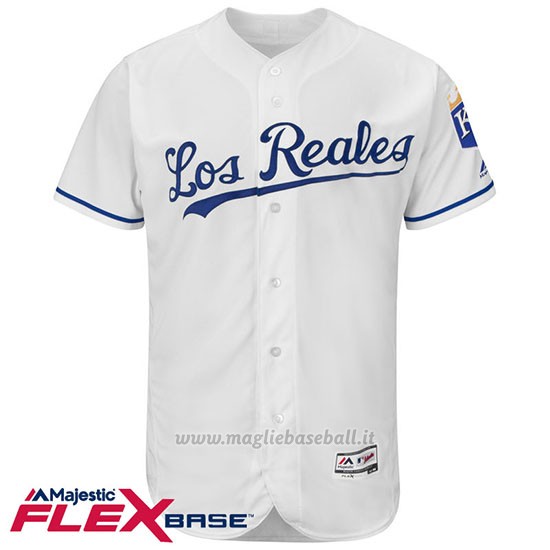 Maglia Baseball Uomo Kansas City Royals Blank Bianco Flex Base Autentico Collezione